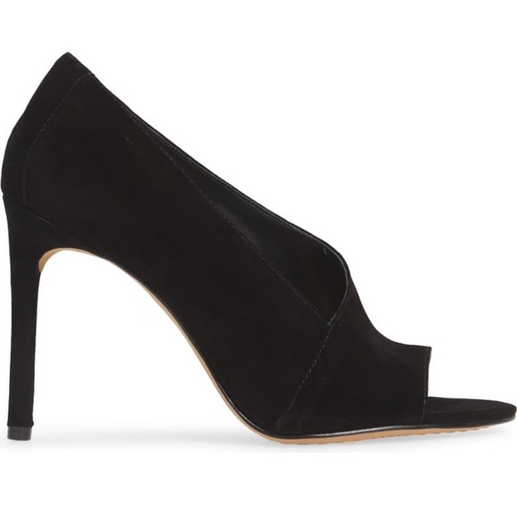 Vince Camuto Black Suede Peep Toe Heel - Picture 4 of 6